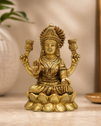 Brass Yellow  Gold   Laxmi On Lotus