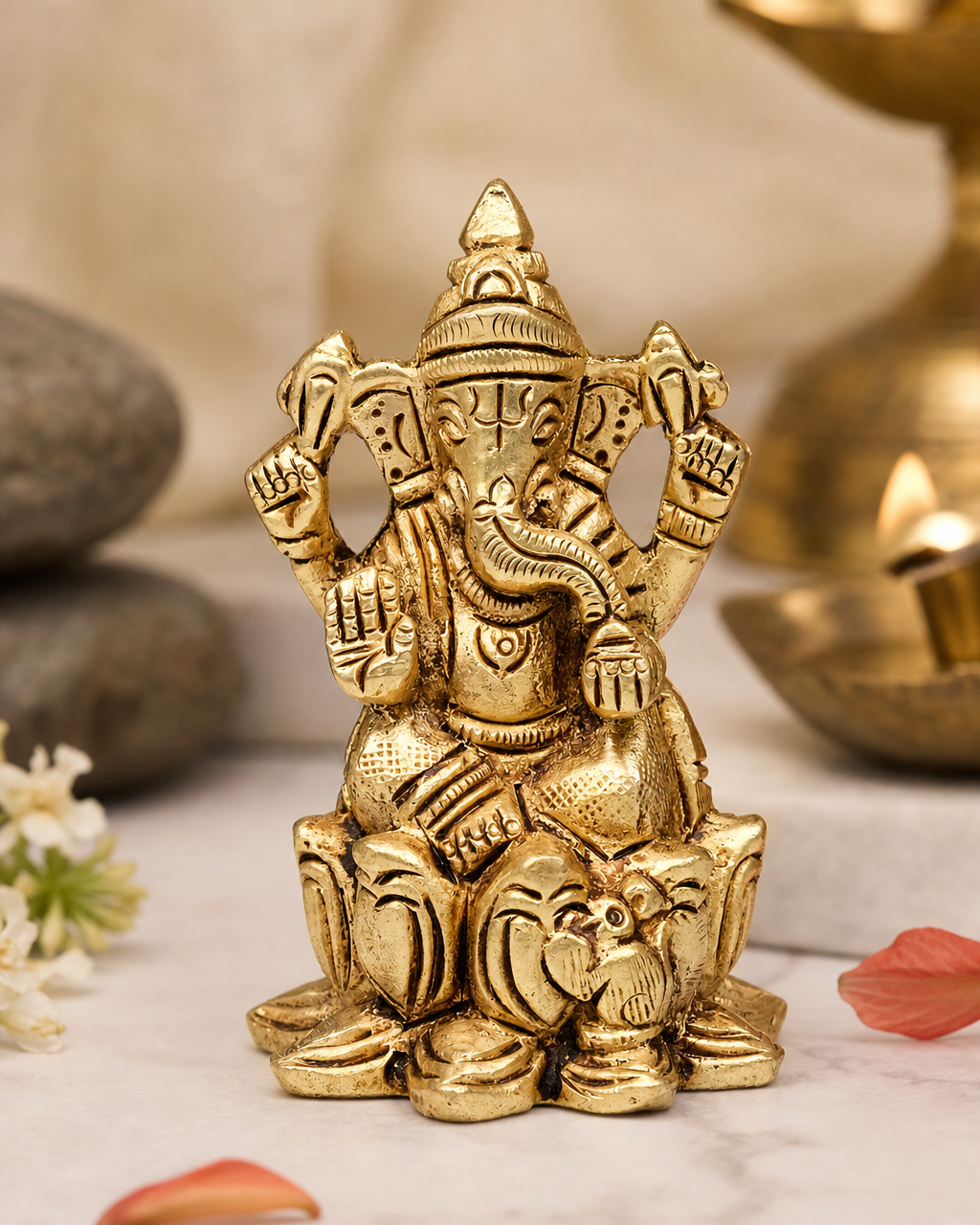 Brass Lotus Ganesha