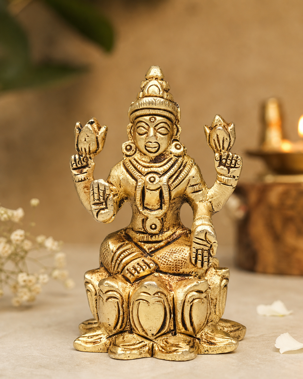 Brass Lotus Laxmi