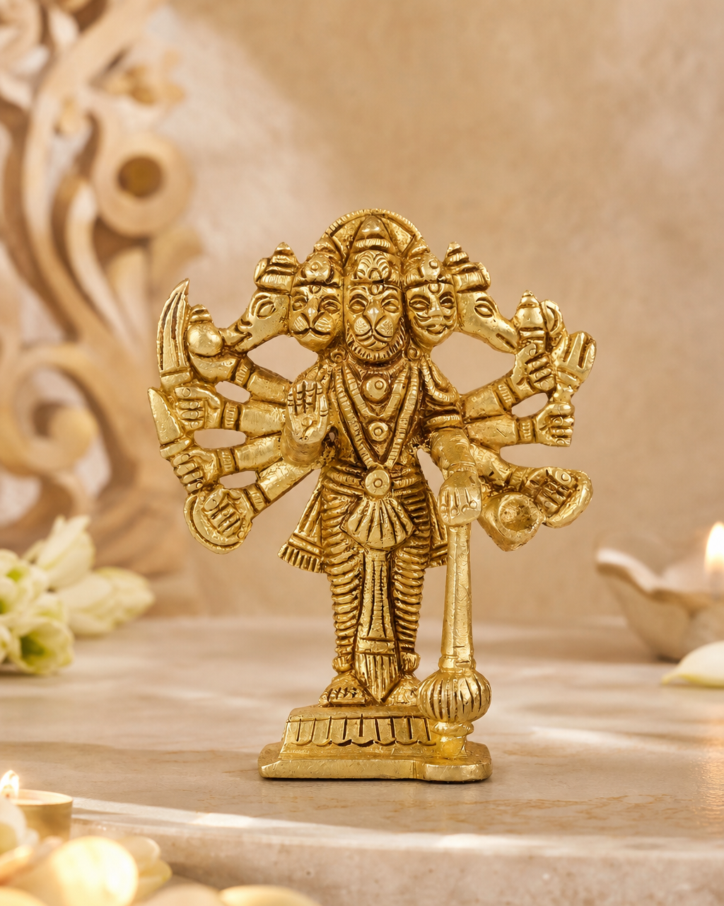 Brass Panchmukhi Hanuman With Base