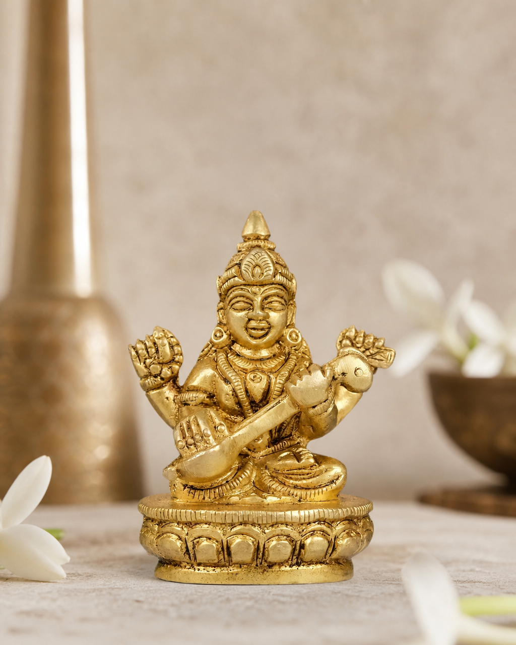 Brass  Saraswati Lotus Base