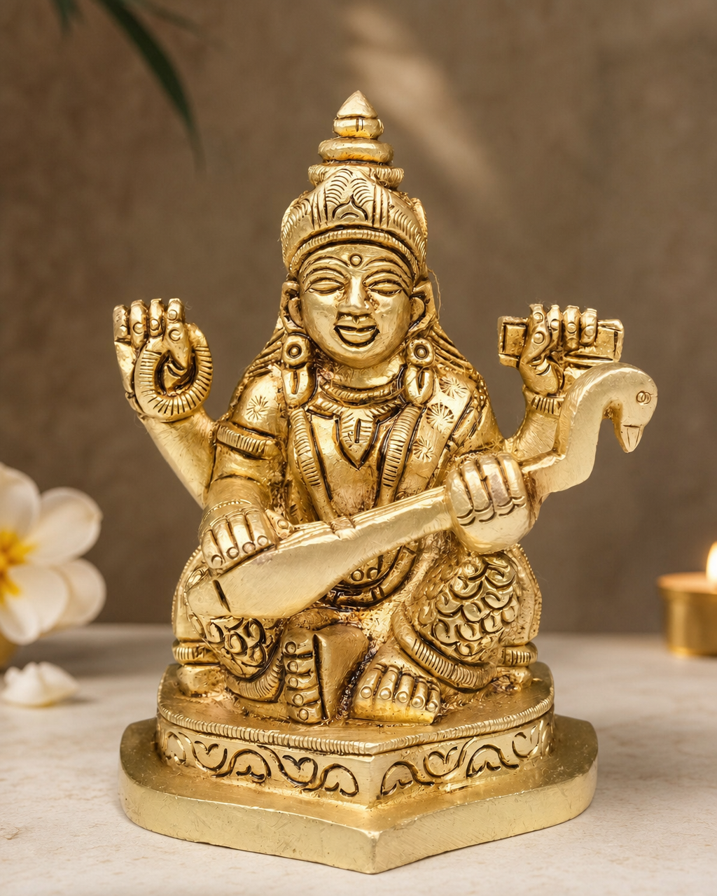 Brass Saraswati Sitting