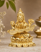Brass Saraswati Sitting Lotus