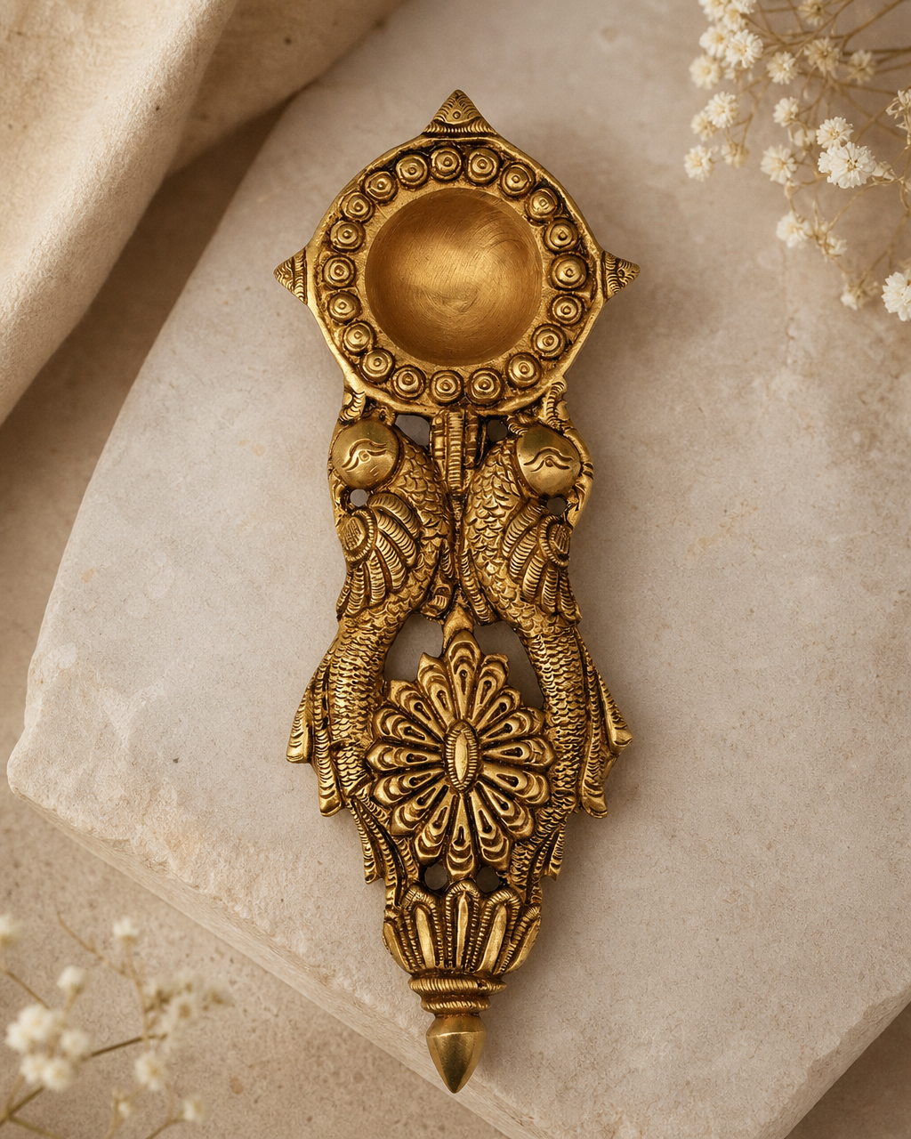 Brass Spoon Double Peacock