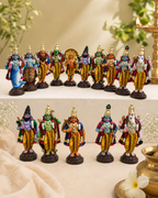 Colorful and detailed Dasavatharam figurine set on display