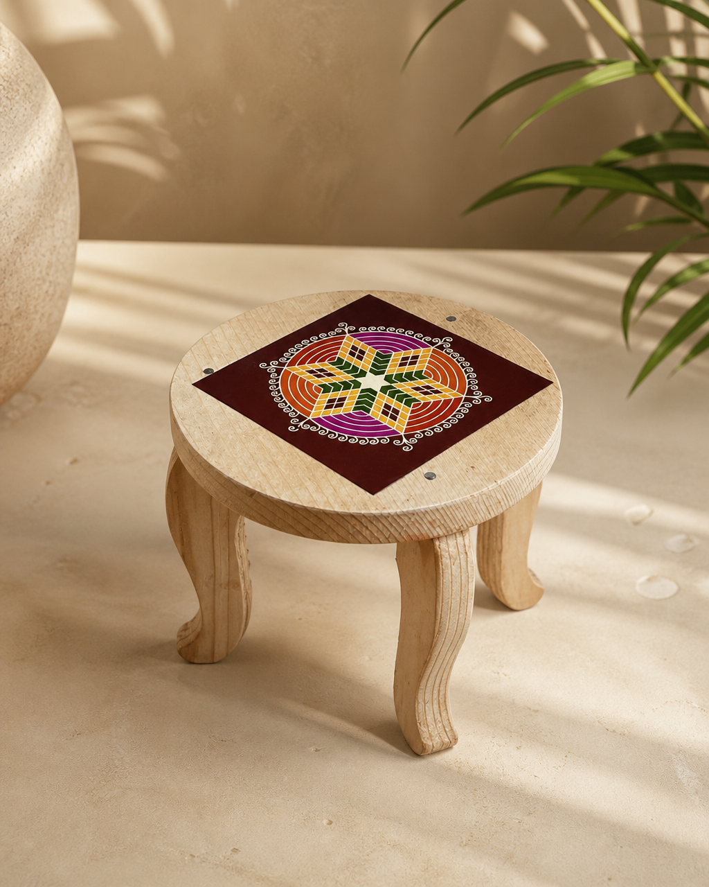 Elegant wooden stand with intricate design for home decor