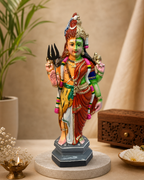 Colorful 22.5-inch Ardhanarishvara statue displayed on a decorative pedestal.