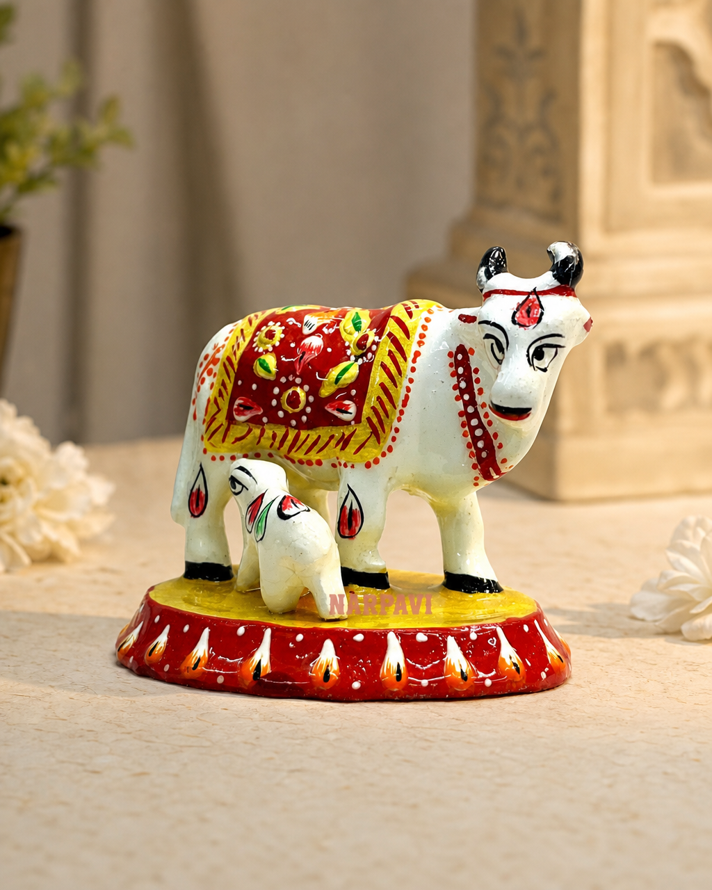 Metal Cow With Baby Menakari Panting 2"