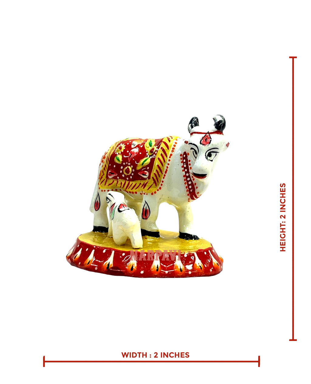 Metal Cow With Baby Menakari Panting 2"