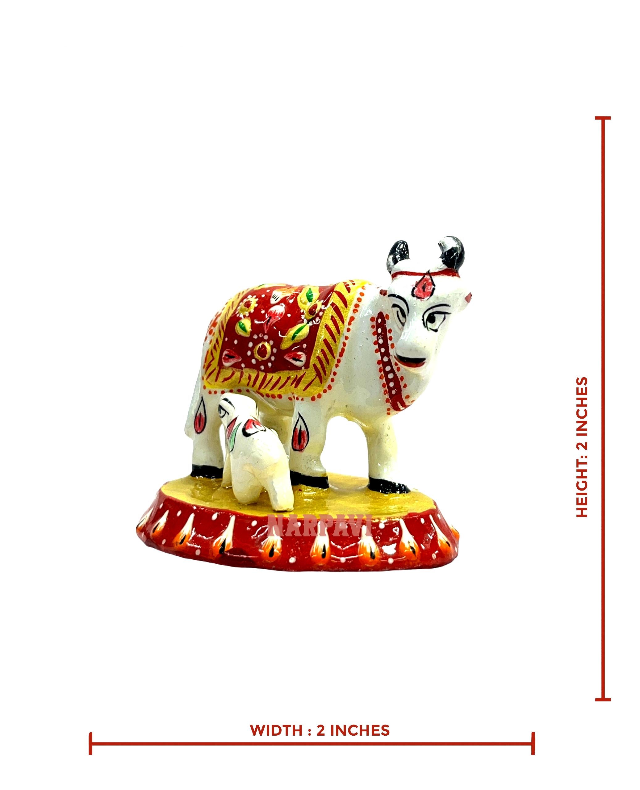 Metal Cow With Baby Menakari Panting 2"