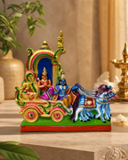 Colorful Geetha Upadesam Paper Mache sculpture with chariot and horses