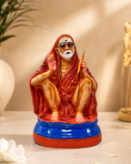 Kanji Periyavar colorful paper mache statue on display