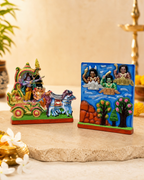 Colorful Tiri Pura Samkara Set featuring ornate chariot and vibrant figures.