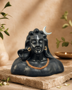 Adiyogi statue with intricate detailing and spiritual aura