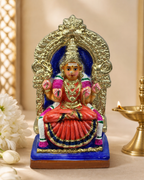 Beautiful Clay Kamakshi Idol with intricate details and vibrant colors, ideal for home decoration and spiritual spaces.
