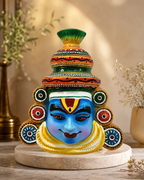 Colorful Kathakali panel depicting Ramar Krishnar with intricate detailing