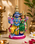 Colorful Lakshmi Narayan figurine featuring intricate details, ideal for enhancing home decor.