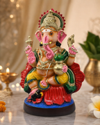 Colorful Sembaruthi Ganapathi statue with detailed design, featuring intricate adornments and vibrant colors.