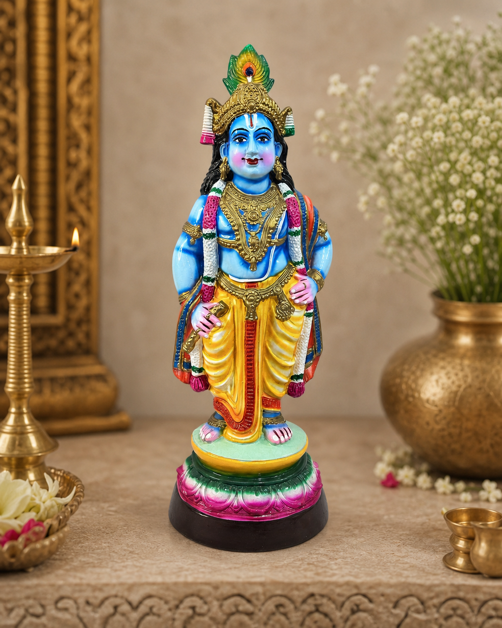 Colorful Vittoba Kannan idol adorned with intricate details and vibrant attire, ideal for enhancing home decor.